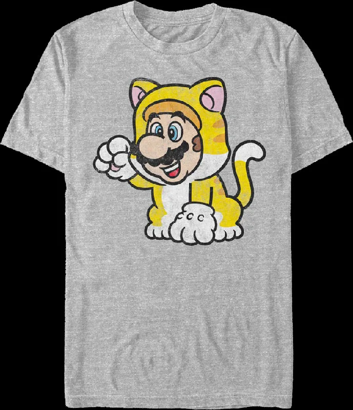 Men's organic workout t-shirt-Gray Cat Mario Super Mario Bros. T-Shirt