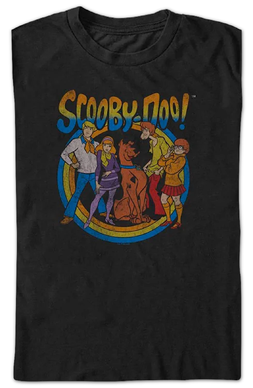 Men's active casual t-shirt-Retro Circle Scooby-Doo T-Shirt