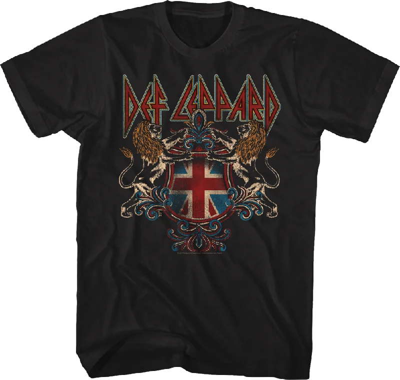 Men's breathable activewear t-shirt-British Crest Def Leppard T-Shirt