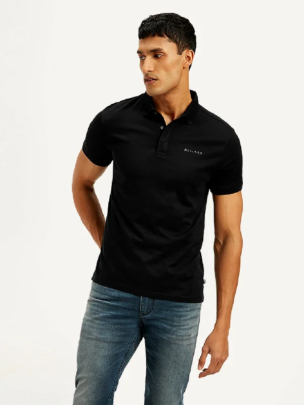 Men's comfortable activewear t-shirt-Men's Solid Slim Fit Polo T-shirt