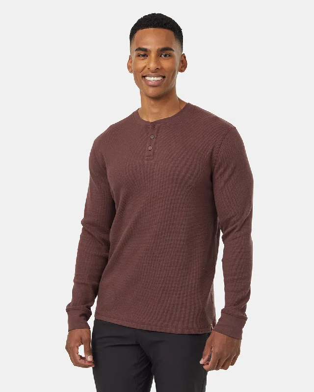 Men's ultra-lightweight workout t-shirt-TreeWaffle Henley Longsleeve