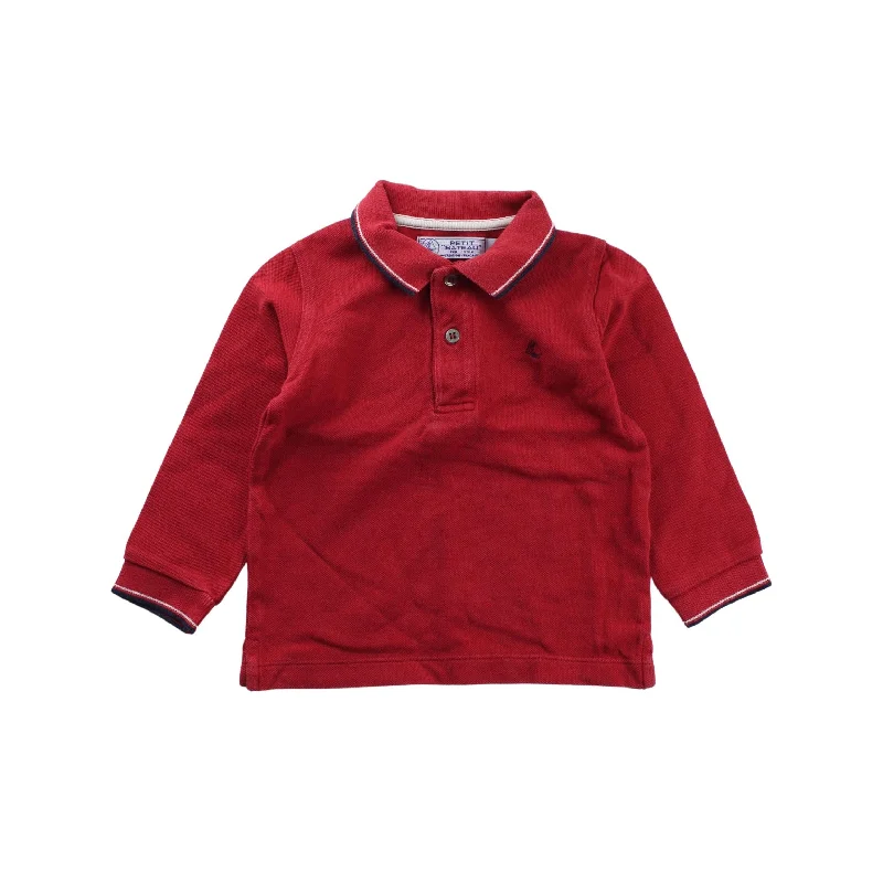 Men's breathable travel wear polo shirt-Petit Bateau Long Sleeve Polo 2T