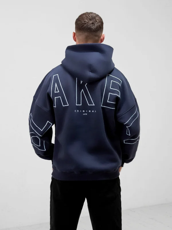 Men's lightweight casual hoodie-Embroidered Idris Oversized Hoodie - Blue