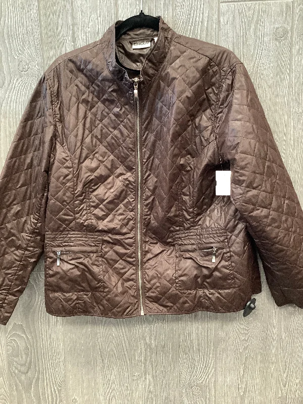 Men's relaxed fit coat-Jacket Puffer & Quilted By Chicos In Brown, Size: Xl