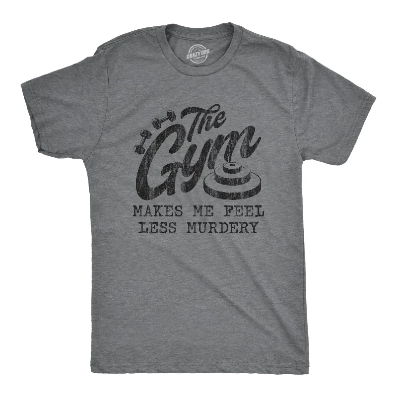 Men's eco-conscious workout t-shirt-The Gym Makes Me Feel Less Murdery Men's T Shirt