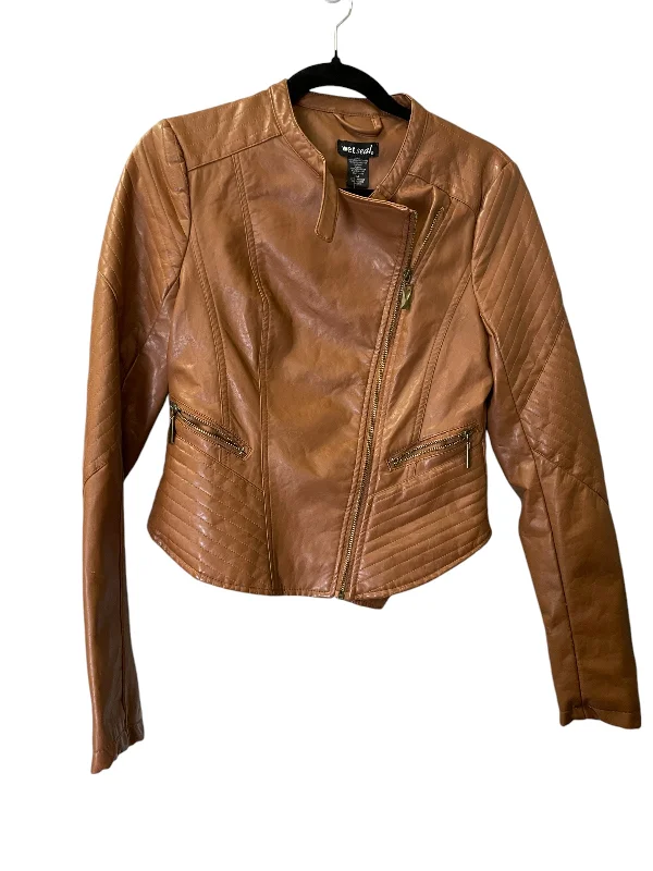 Men's adaptable jacket-Jacket Leather By Wet Seal In Brown, Size: M