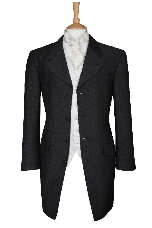 Men's performance travel jacket-Charcoal Grey Prince Edward Wedding Jacket - Ex Hire