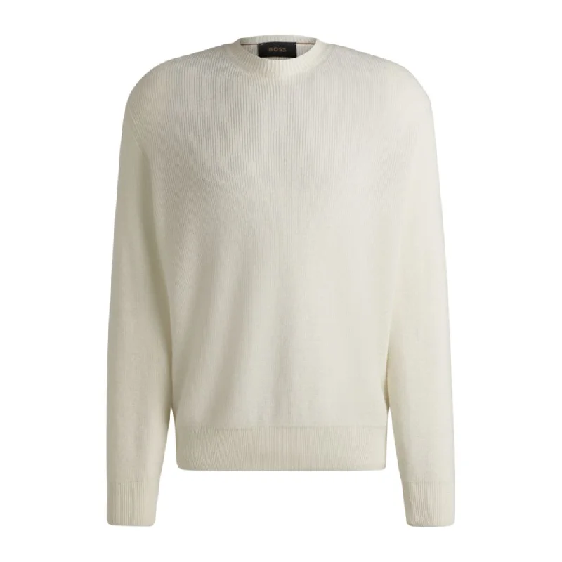 Men's graphic sweater-Regular-fit sweater in linen and cashmere