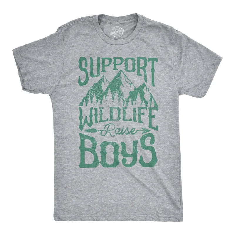 Men's sustainable workout t-shirt-Support Wildlife Raise Boys Men's T Shirt