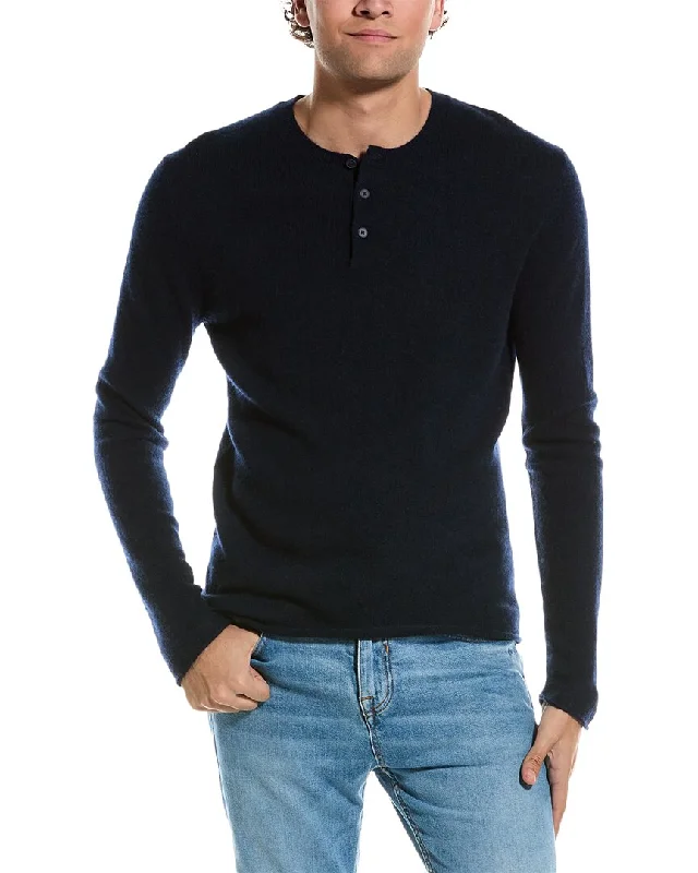 Men's running knit-Amicale Cashmere Henley Cashmere Sweater