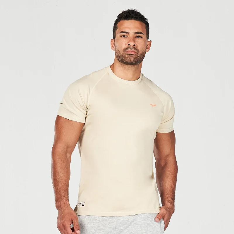 Men's sporty workout t-shirt-Golden Era Raglan Muscle Tee - Brown Rice