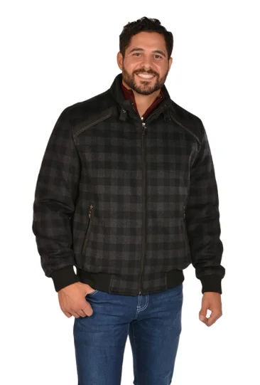 Men's non-iron casual jacket-Check Bomber Jacket