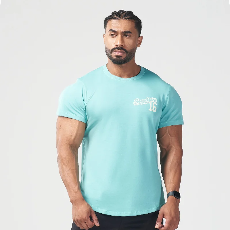 Men's fashionable active t-shirt-Golden Era Retro Muscle Tee - Lagoon