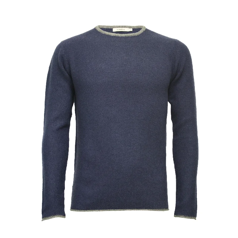 Men's easy-care knitwear-Cashmere Crew Neck Sweater Shuttle in Rice Stitch