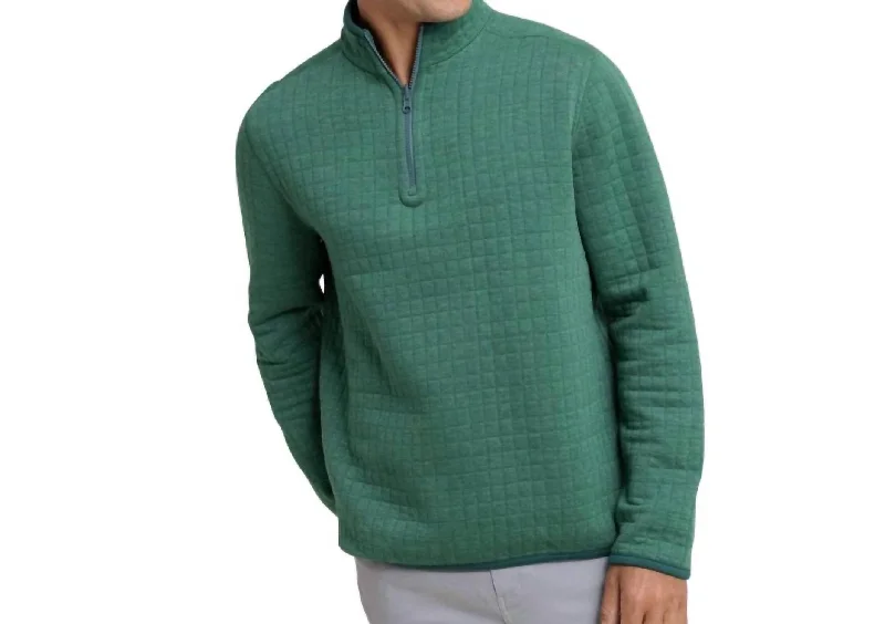 Men's cozy sweater-Fairwood Reversible Q- Zip Sweater In Heather Salt Meadow