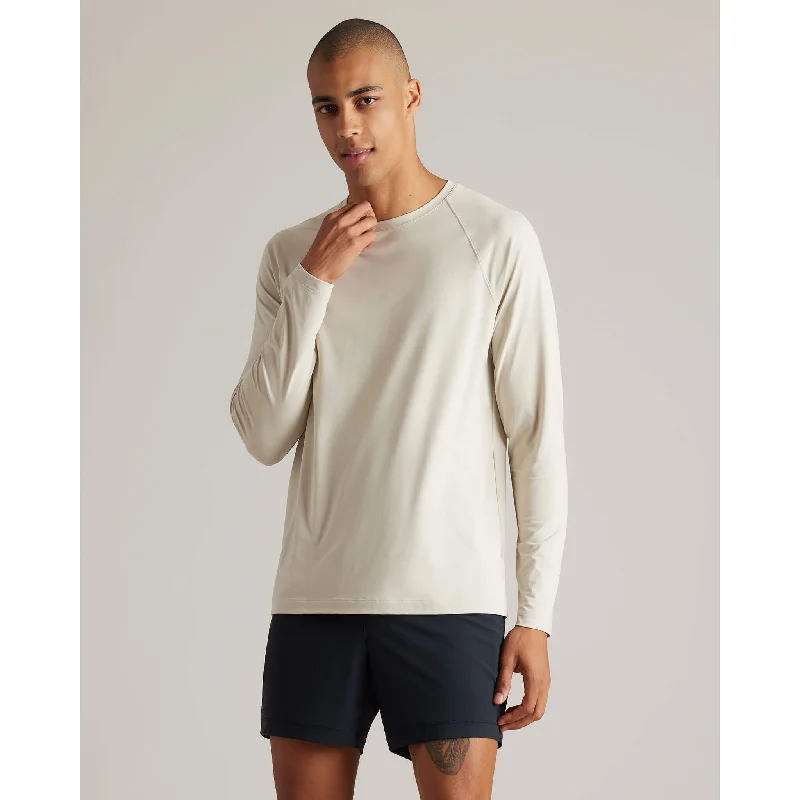 Men's comfortable activewear t-shirt-Rhone Men's Reign Long Sleeve T-Shirt - Sandstone