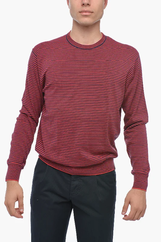 Men's timeless sweatshirt-Aspesi Striped Crewnwck Pullover