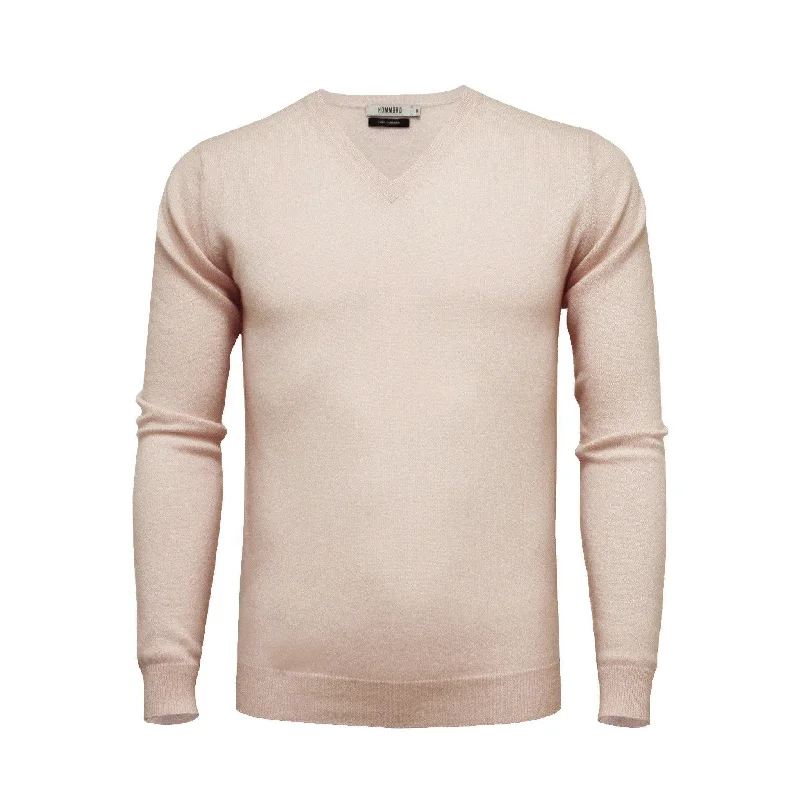 Men's travel sweater-Cashmere V Neck Sweater Pink