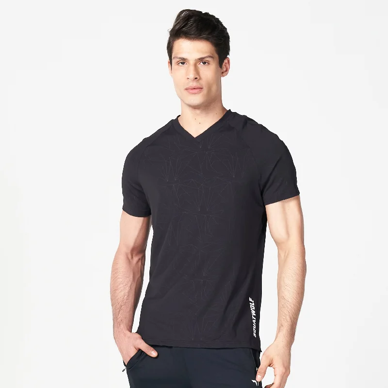 Men's quick-dry workout t-shirt-Core V-neck AeroTech Tee - Black