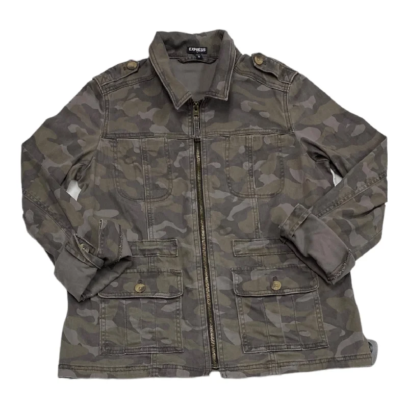 Men's fashion-forward parka-Jacket Denim By Express In Camouflage Print, Size: M