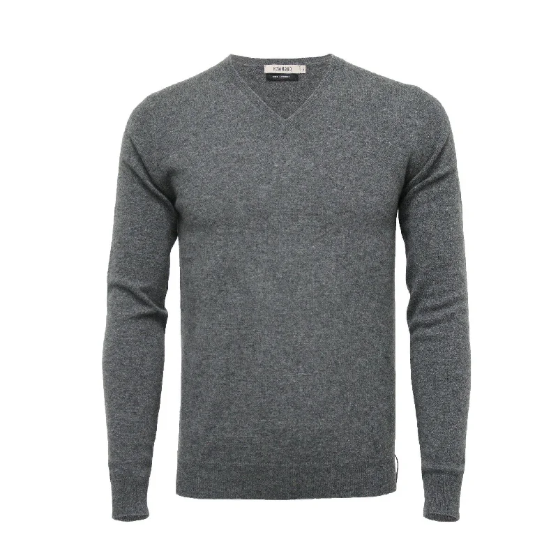 Men's spring sweater-Cashmere V Neck Sweater Mid Grey