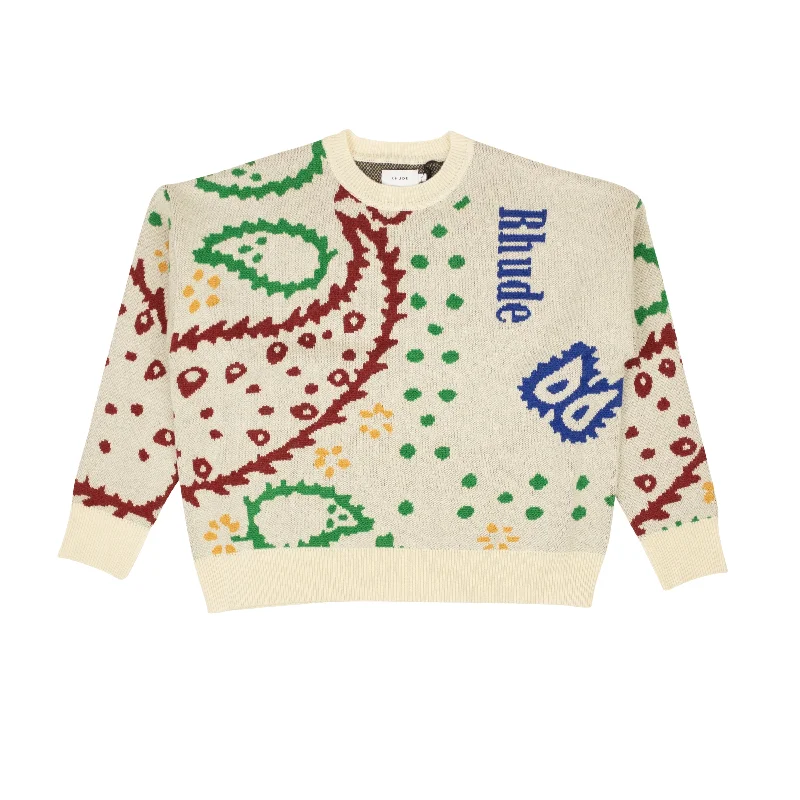 Men's concert sweatshirt-Rhude Bandana Crew - Cream/Mult