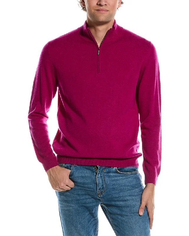 Men's outdoor knit-Forte Cashmere Mock Neck Cashmere 1/4-Zip Sweater