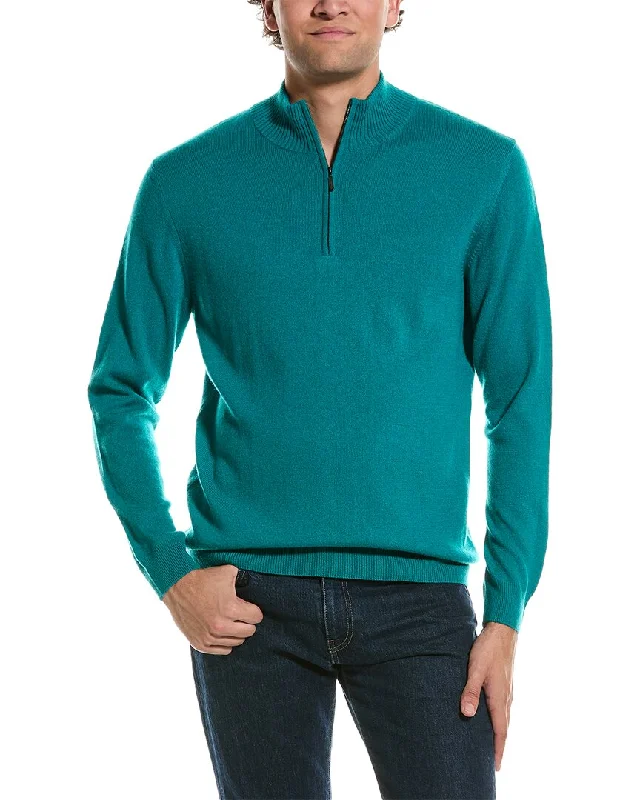 Men's smart casual knit-Forte Cashmere Mock Neck Cashmere 1/4-Zip Sweater