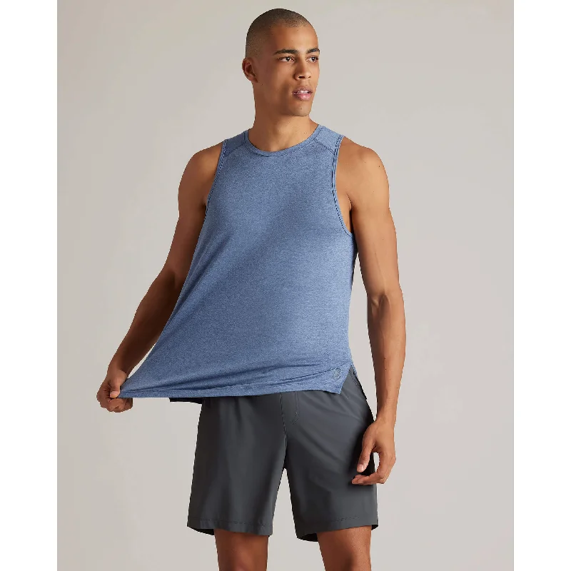 Men's durable fitness t-shirt-Rhone Men's Atmosphere Tank Top - Vintage Indigo/Slate Blue Heather