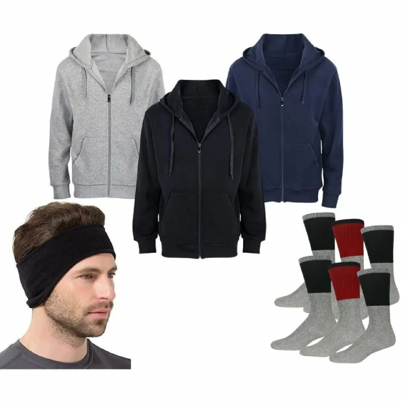 Men's weatherproof winter jacket-5-Piece Set: Fleece-Lined Premium Bundle Set