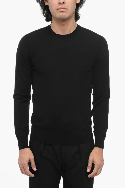 Men's outdoor sweater-Armani GIORGIO Crew Neck Virgin Wool Sweater