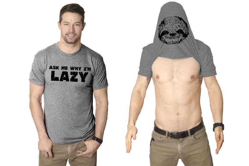 Men's sustainable workout t-shirt-Ask Me Why I'm Lazy Sloth Flip Men's T Shirt