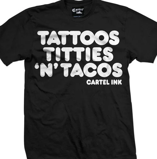 Men's summer gym t-shirt-Tattoos Titties and Tacos Men's T-Shirt