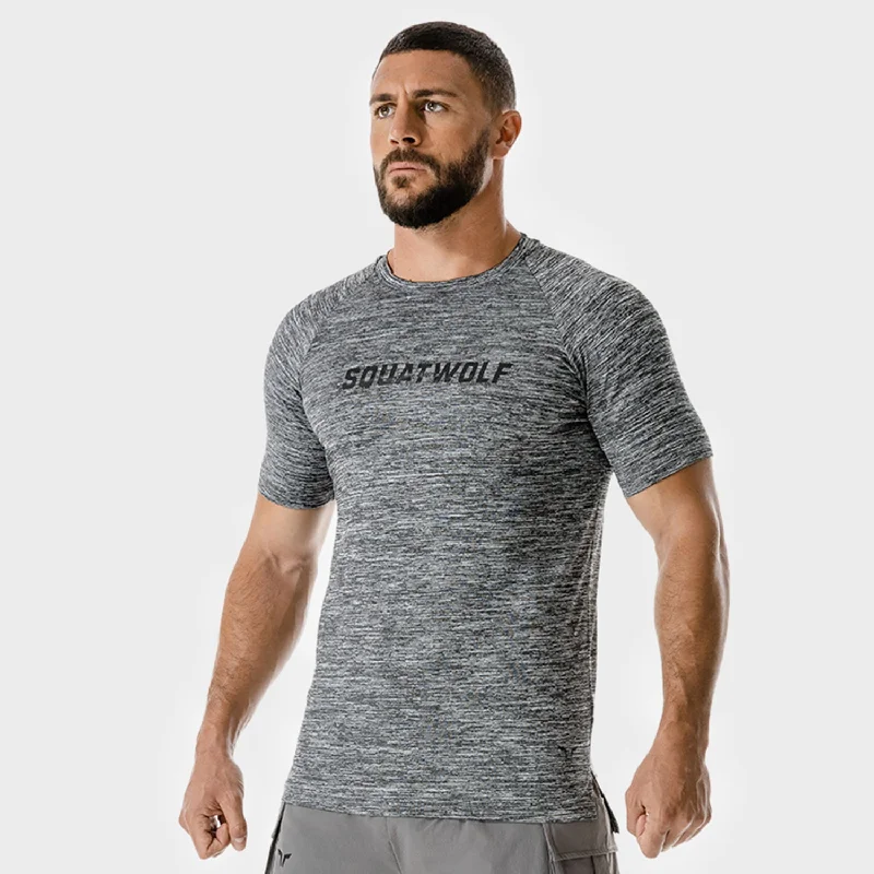 Men's sustainable workout t-shirt-Code Logo T-shirt - Charcoal Marl