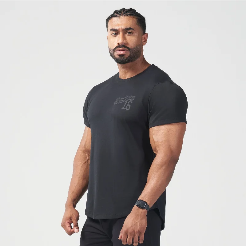 Men's organic workout t-shirt-Golden Era Retro Muscle Tee - Black