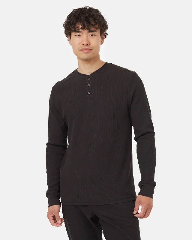 Men's active casual t-shirt-TreeWaffle Henley Longsleeve