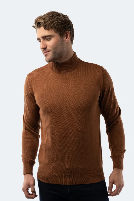 Men's fall knitwear-Chestnut Mockneck Sweater