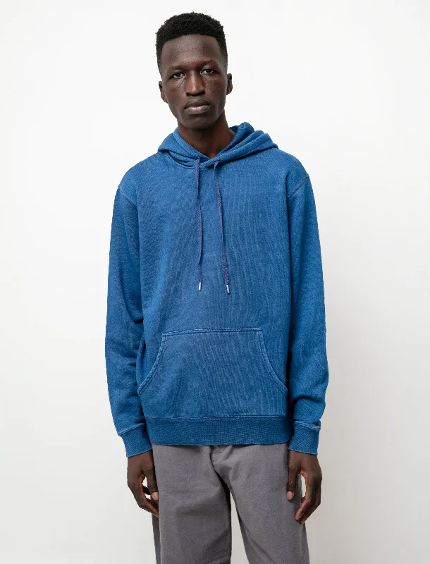 Men's sustainable travel hoodie-Loopback Overhead Hoody Real Indigo