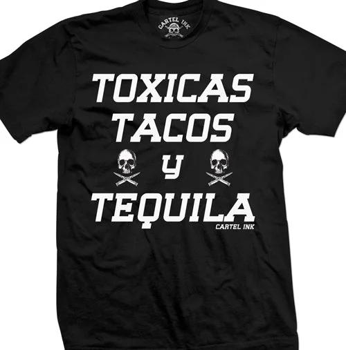 Men's high-stretch workout t-shirt-Toxicas Tacos y Tequila Mens T-Shirt