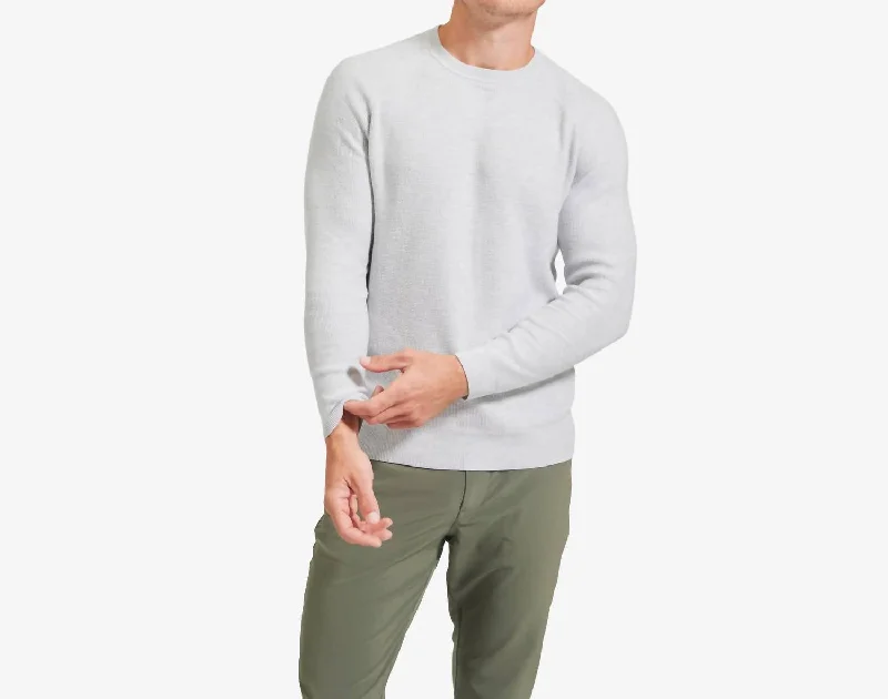 Men's no-iron knitwear-Cassady Crewneck Sweater In Light Gray Solid