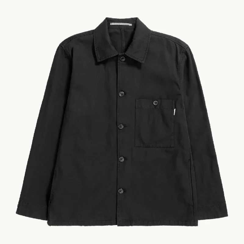 Men's sporty windbreaker jacket-Norse Standard Twill Overshirt - Black