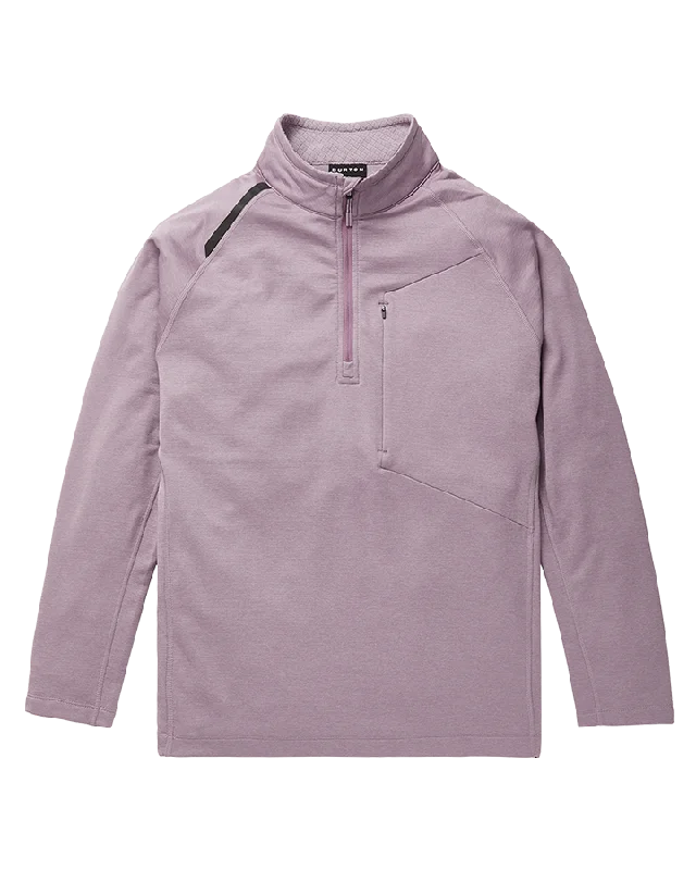 Men's tennis sweatshirt-Burton Multipath Grid 1/4 Zip Fleece - Elderberry - 2023