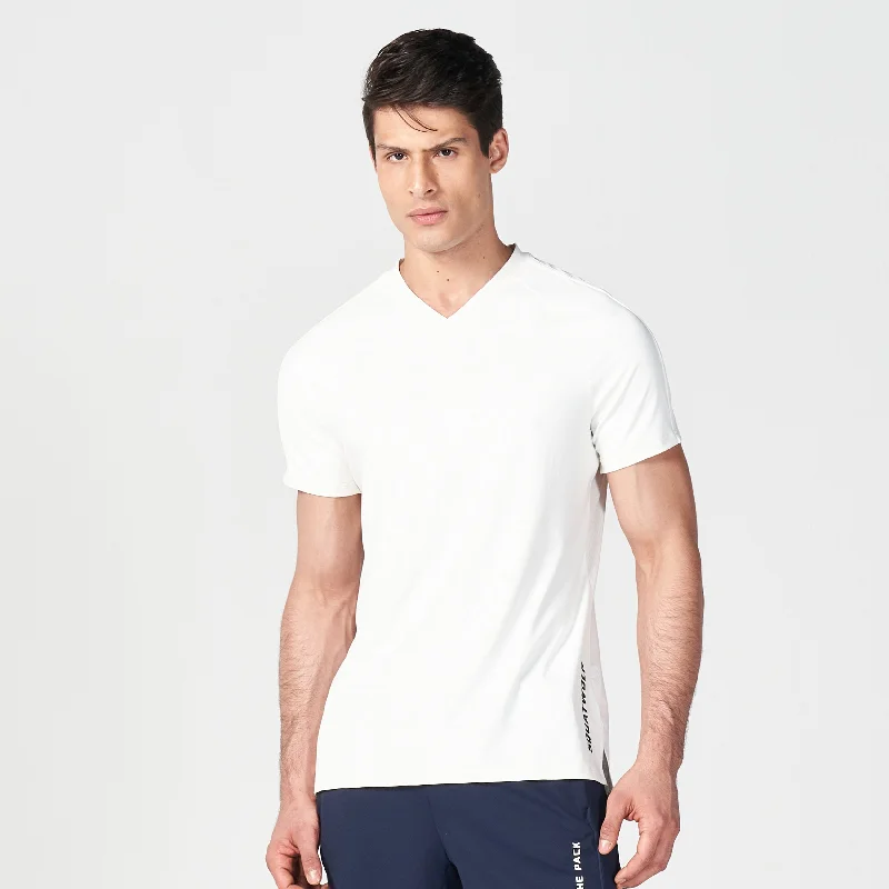 Men's high-stretch workout t-shirt-Core V-neck AeroTech Tee - Pearl White