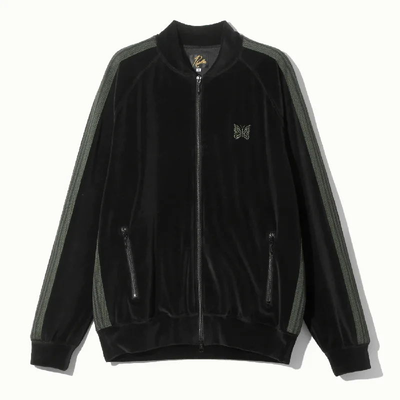 Men's performance puffer jacket-RC Track Jacket Velour - Black/Green