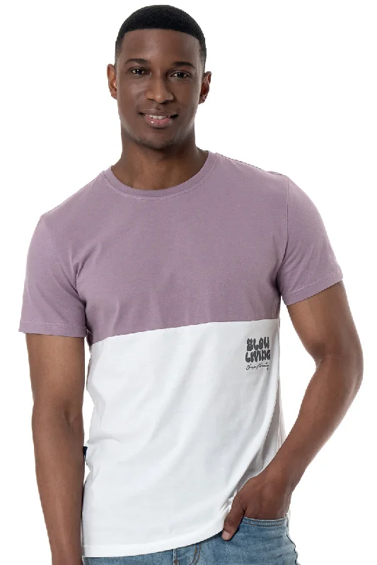 Men's breathable activewear t-shirt-Colorblock T-Shirt _ 152130 _ Berry