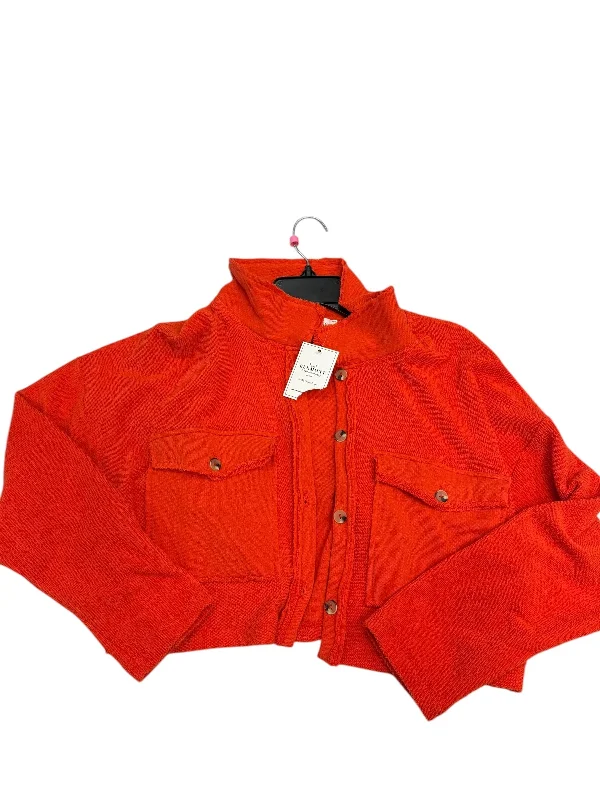 Men's weather-resistant puffer-Jacket Shirt By Clothes Mentor In Orange, Size: L