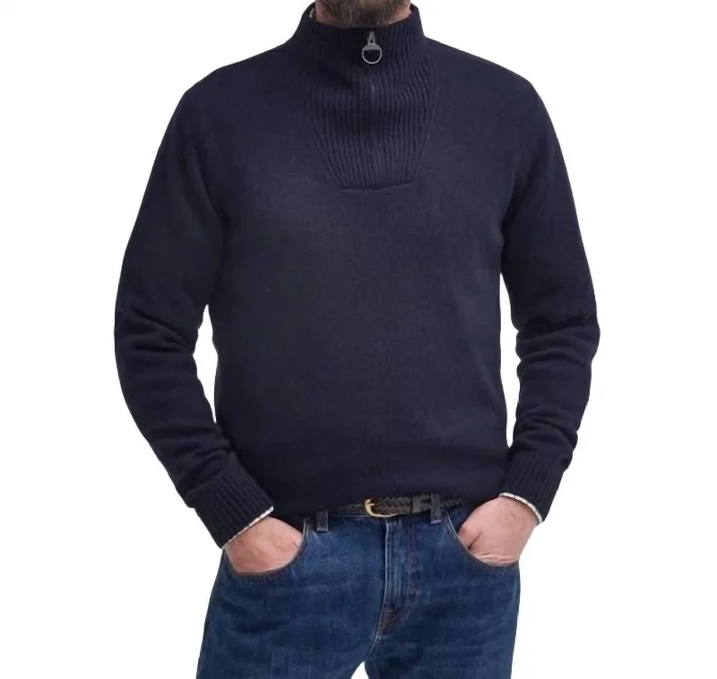 Men's premium sweatshirt-Nelson Half Zip Jumper In Navy