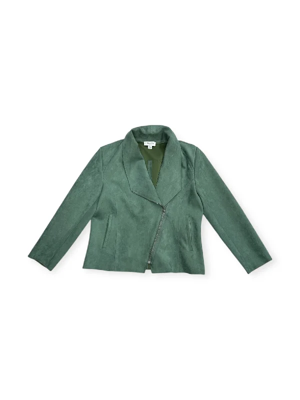 Men's sporty hiking jacket-Jacket Moto By Carmen By Carmen Marc Valvo In Green, Size: L