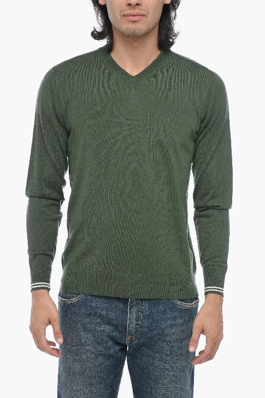 Men's construction sweatshirt-Peserico V-Neck Wool Pullover