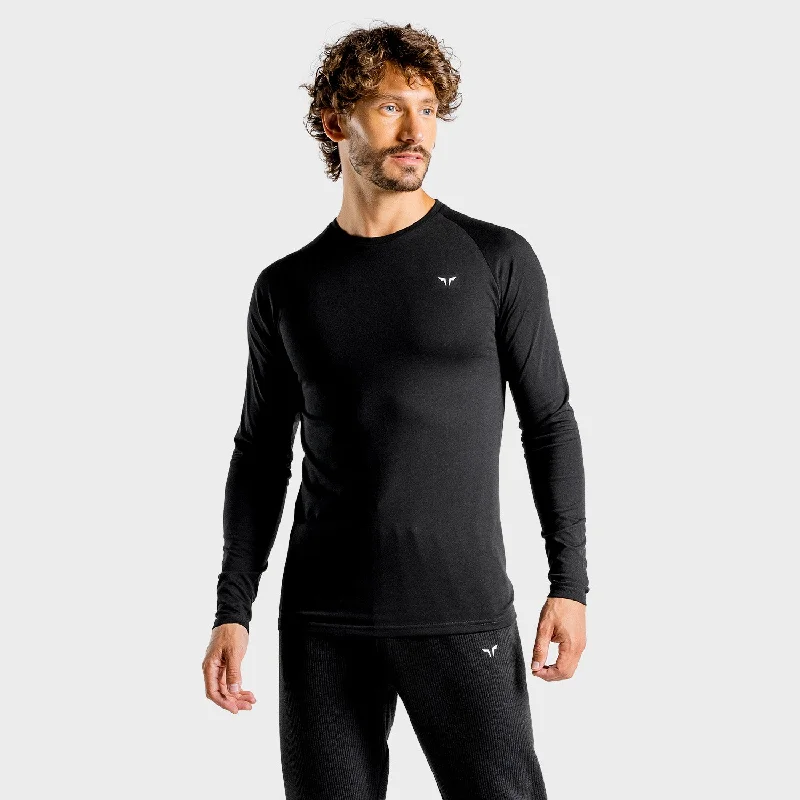 Men's eco-conscious workout t-shirt-Luxe Long Sleeves Tee - Onyx